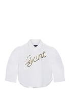 D1. Gant Script Shirt Tops Shirts Long-sleeved Shirts White GANT