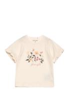 T-Shirt Ss Tops T-shirts Short-sleeved Cream Minymo