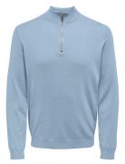 Onswyler Life Ls Half Zip Knit Tops Knitwear Half Zip Jumpers Blue ONL...