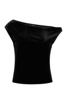 Asymmetric Velvet Top Tops Blouses Sleeveless Black Mango