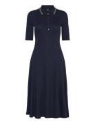 Cotton-Blend Polo Dress Knelang Kjole Navy Lauren Ralph Lauren