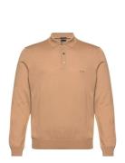 Bono-L Tops Knitwear Long Sleeve Knitted Polos Beige BOSS