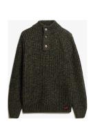 Chunky Knit Henley Tops Knitwear Half Zip Jumpers Green Superdry