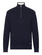 Ribbed Cotton Half Zip Tops Knitwear Half Zip Jumpers Navy GANT