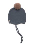 Bonnet Wool Knit W. Pompom Accessories Headwear Hats Beanie Blue Hutte...