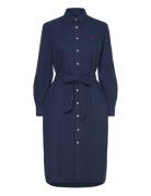 Cotton Oxford Belted Shirtdress Knelang Kjole Navy Polo Ralph Lauren