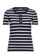 Slim Striped Pique Ss T-Shirt Tops T-shirts & Tops Short-sleeved Navy ...