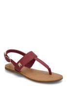 Leather Thong Sandal Flate Sandaler Burgundy Tommy Hilfiger