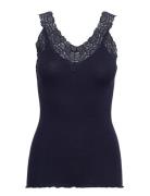 Rwbernadine Organic Sl Lace Top Tops T-shirts & Tops Sleeveless Navy R...