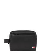 Tjm Heritage Leather Washbag Toalettveske Black Tommy Hilfiger