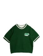 Lizard Patch Crochet Knit Ss Tee Tops T-shirts Short-sleeved Green Min...