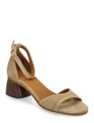 Sandals - Block Heels Sandal Med Hæl Beige ANGULUS