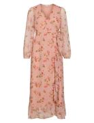 Viedee L/S Ankle Wrap Dress Knelang Kjole Pink Vila