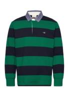 Reg Chambray Stripe Heavy Rugger Tops Polos Long-sleeved Green GANT