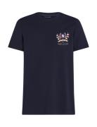 Hilfiger Colour Crest Tee Tops T-shirts Short-sleeved Navy Tommy Hilfi...