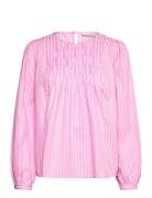 Fqisa-Blouse Tops Blouses Long-sleeved Pink FREE/QUENT