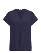 Cwroksana - Blouse Tops Blouses Short-sleeved Navy Claire Woman