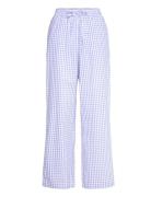 Pant Seersucker Check Pyjamasbukser Pysjbukser Blue Hunkemöller