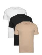 Tshirtrn 3P Classic Tops T-shirts Short-sleeved Beige BOSS