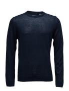 Merino Knit O-Neckmerino Knit O-Neck Tops Knitwear Round Necks Navy Li...
