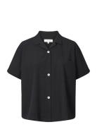 Victoria Shirt - Seersucker Tops Shirts Short-sleeved Black STUDIO FED...