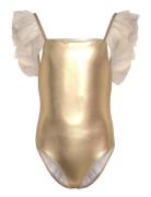 Swimming Costume Badedrakt Badetøy Gold Billieblush