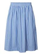 Olga Skirt - Poplin Knelangt Skjørt Blue STUDIO FEDER