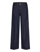 Rinse-Wash Wideleg Jeans With Belt Bottoms Jeans Wide Navy Mango