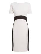 Neoprene Scuba Two Color Dress Knelang Kjole White Calvin Klein