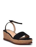 Leona Suede Espadrille Sandal Med Hæl Espadrilles Black Lauren Ralph L...