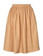 Olga Skirt - Poplin Knelangt Skjørt Beige STUDIO FEDER