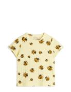 Ladybugs Aop Ss Tee Tops T-shirts Short-sleeved Yellow Mini Rodini