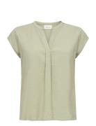 Cririna Ss Blouse Tops Blouses Short-sleeved Green Cream