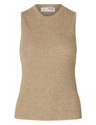 Slfingrid Sl Knit Top Tops Knitwear Jumpers Beige Selected Femme