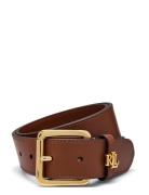 Logo-Keeper Leather Belt Belte Brown Lauren Ralph Lauren