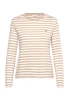 Reg Striped Shield Ls T-Shirt Tops T-shirts & Tops Long-sleeved Beige ...