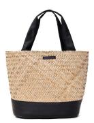 Contrast Detail Straw Bag Bags Totes Beige Lexington Clothing