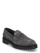 Aaron Penny Loafer - Charcoal Suede Mokasiner Lave Sko Grey Garment Pr...