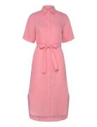 Reg Linen Ss Shirt Dress Knelang Kjole Pink GANT