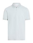 Liquid Touch Welt Zip Polo Tops Polos Short-sleeved Blue Calvin Klein