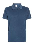 Towelling Polo Tops Polos Short-sleeved Blue Calvin Klein