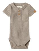 Nbmomilo Ss Slim Body Lil Bodies Short-sleeved Grey Lil'Atelier