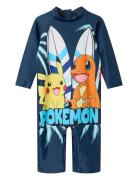 Nmmmagic Pokemon Uv 3/4 Suit Sky Badetøy Navy Name It