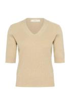 Leenahiw V-Neck Blouse Tops Blouses Long-sleeved Beige InWear