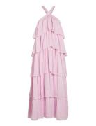 Vifiluka H/N S/L Ankle Dress/Dc/R/Bfs Maxikjole Festkjole Pink Vila