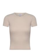 Core Rib Tee Tops T-shirts & Tops Short-sleeved Beige Organic Basics