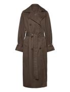 Over D Double-Breasted Trench Coat Trench Coat Kåpe Brown Weekday