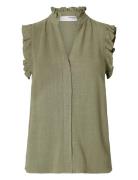 Slfviva Sl Sun Ruffle Top Noos Tops T-shirts & Tops Sleeveless Green S...