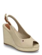 Flag High Wedge Espad Slingback Sko Wedge Beige Tommy Hilfiger