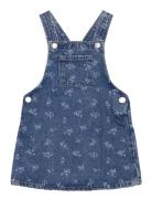 Printed Denim Pinafore Dresses & Skirts Dresses Casual Dresses Sleevel...